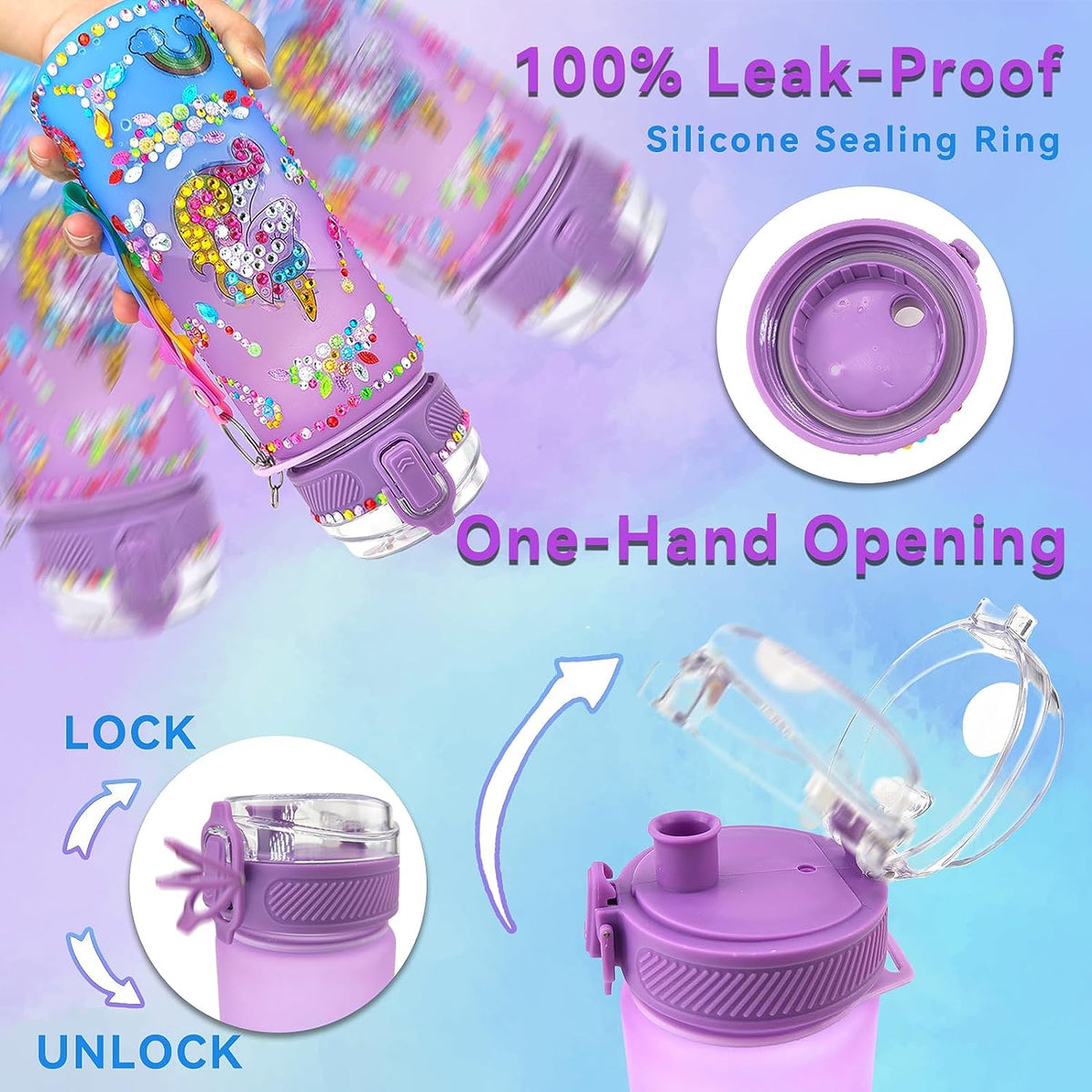 Decorate Your Own Water Bottle Kits for Girls Unicorn/Mermaid