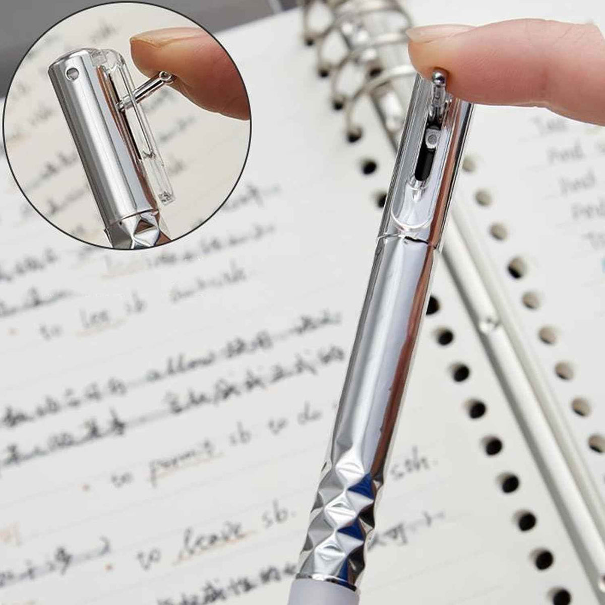 3pcs Geometric Deformation Pen Metal Crinkle Ballpoint Pens