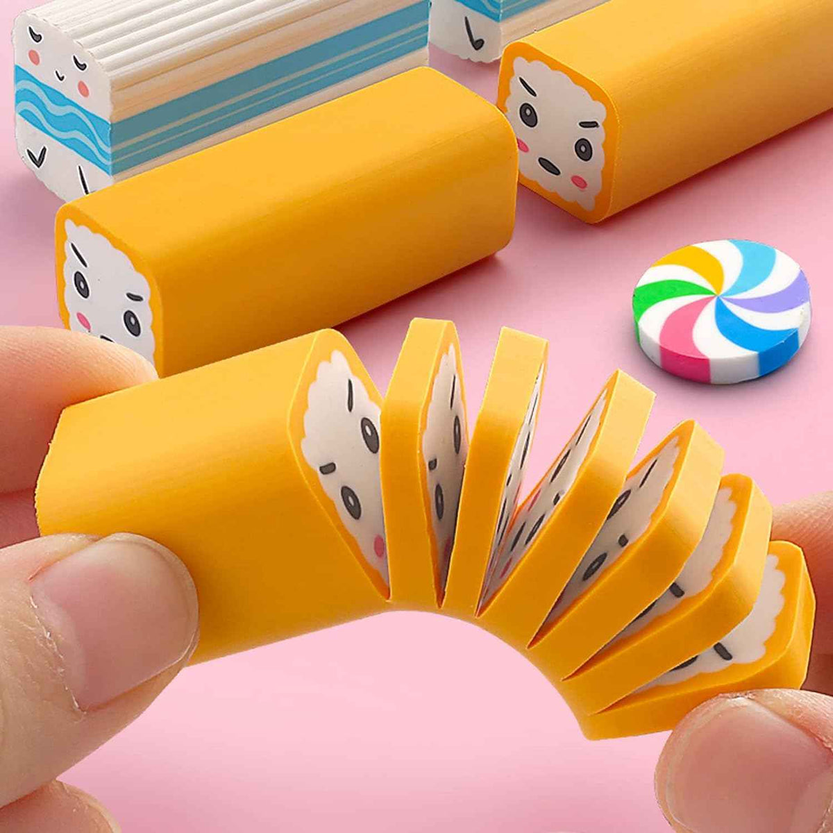 Food Sushi Desserts Long Pencil Erasers 12 Pack