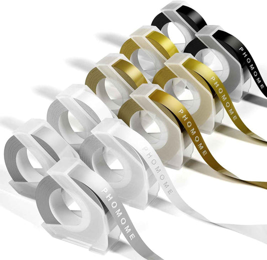 Phomemo Kunststoff 9 mm Prägebänder für Dymo Label Maker Gold
