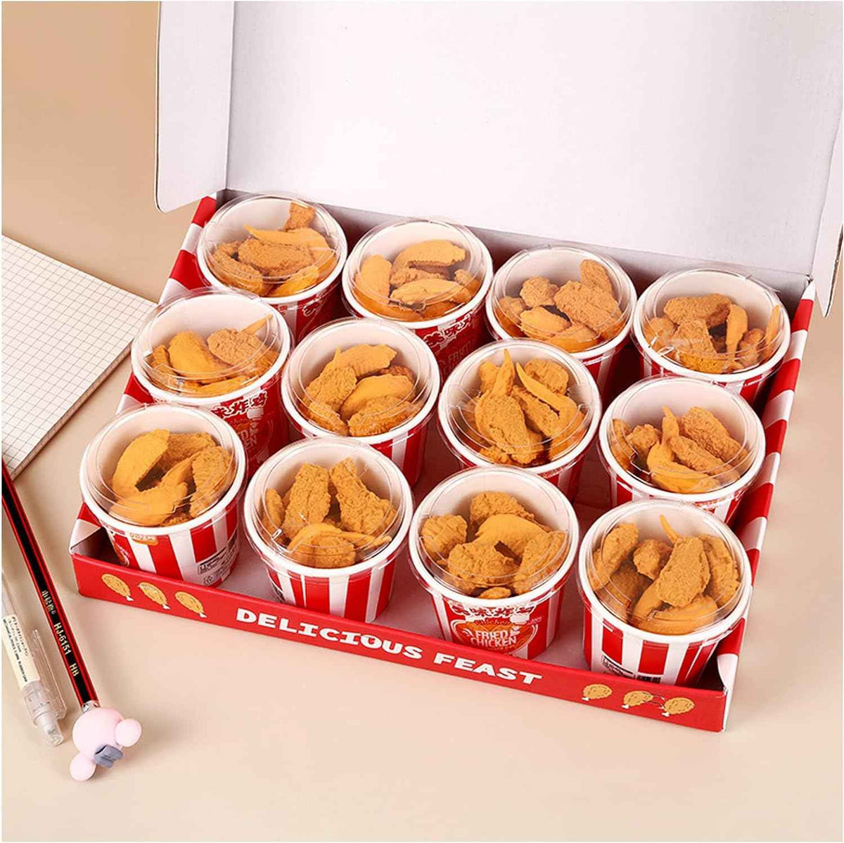 Food Fried Chicken Pencil Erasers 27 Pack