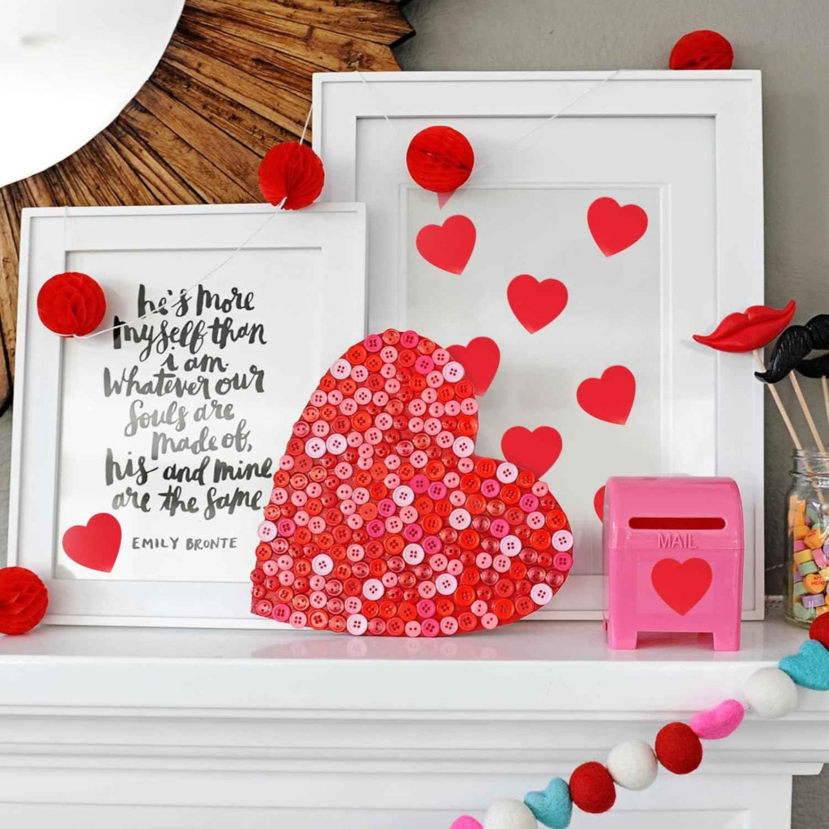 500Pcs Red Heart Stickers 1 inch