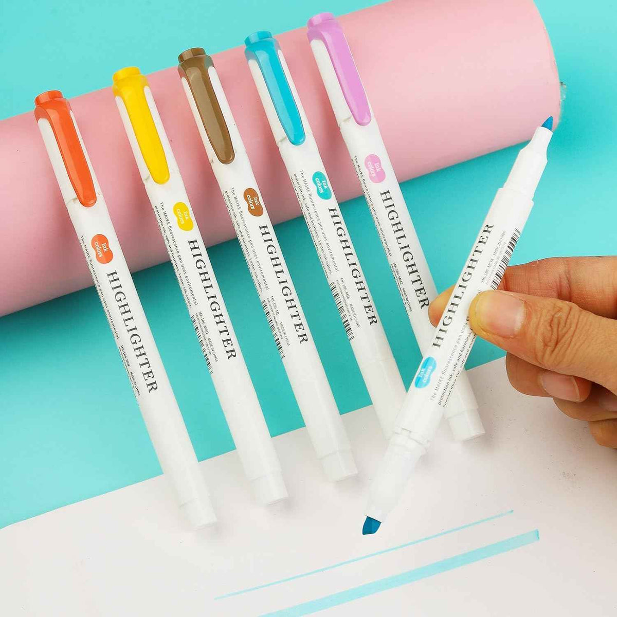 MAIKE Surligneurs pastel doux 5 marqueurs de couleurs chaudes