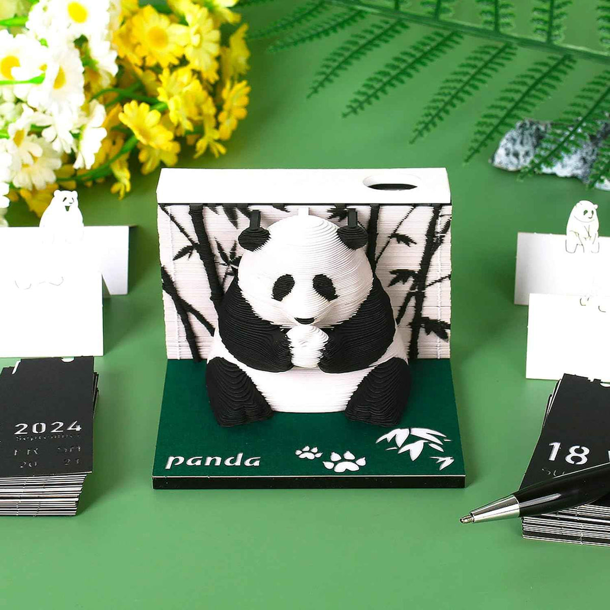2026 Time Piece Panda 3D Calendar Memo Pad with Pen Holder