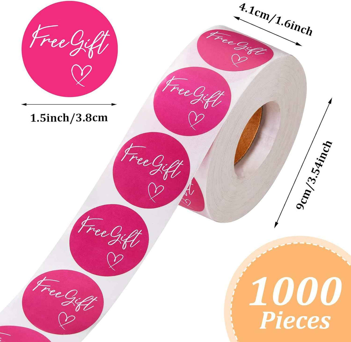 1000 etiquetas adhesivas autoadhesivas de regalo gratis, 1,5 pulgadas