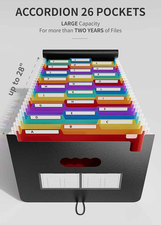 Erweiterbarer Aktenordner mit 26 Fächern im A4-Format