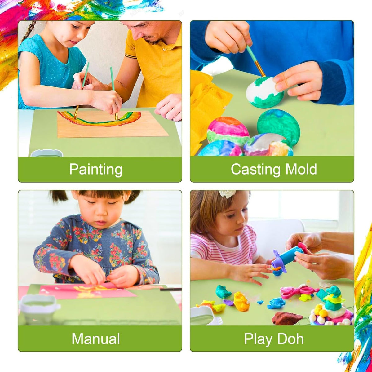 Kids Silicone Art Painting Mat with Water Cup Brushes