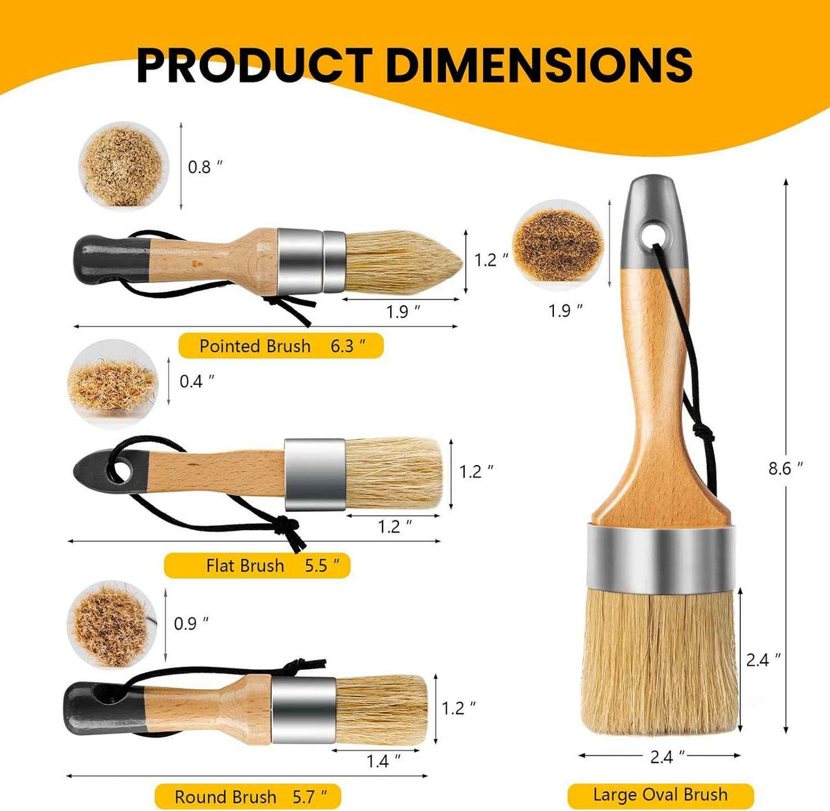 4pcs Chalk and Wax Paint Brush Furniture Set