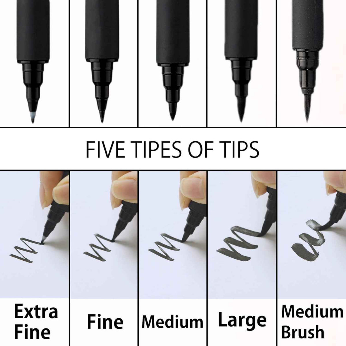 Kuretake Bimoji Brush Pen 5pcs for Calligraphy Hand Lettering