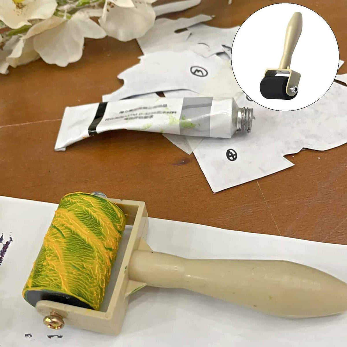 3 Pack Rubber Brayer Roller,1.4/2.4/4 Inch for Printmaking