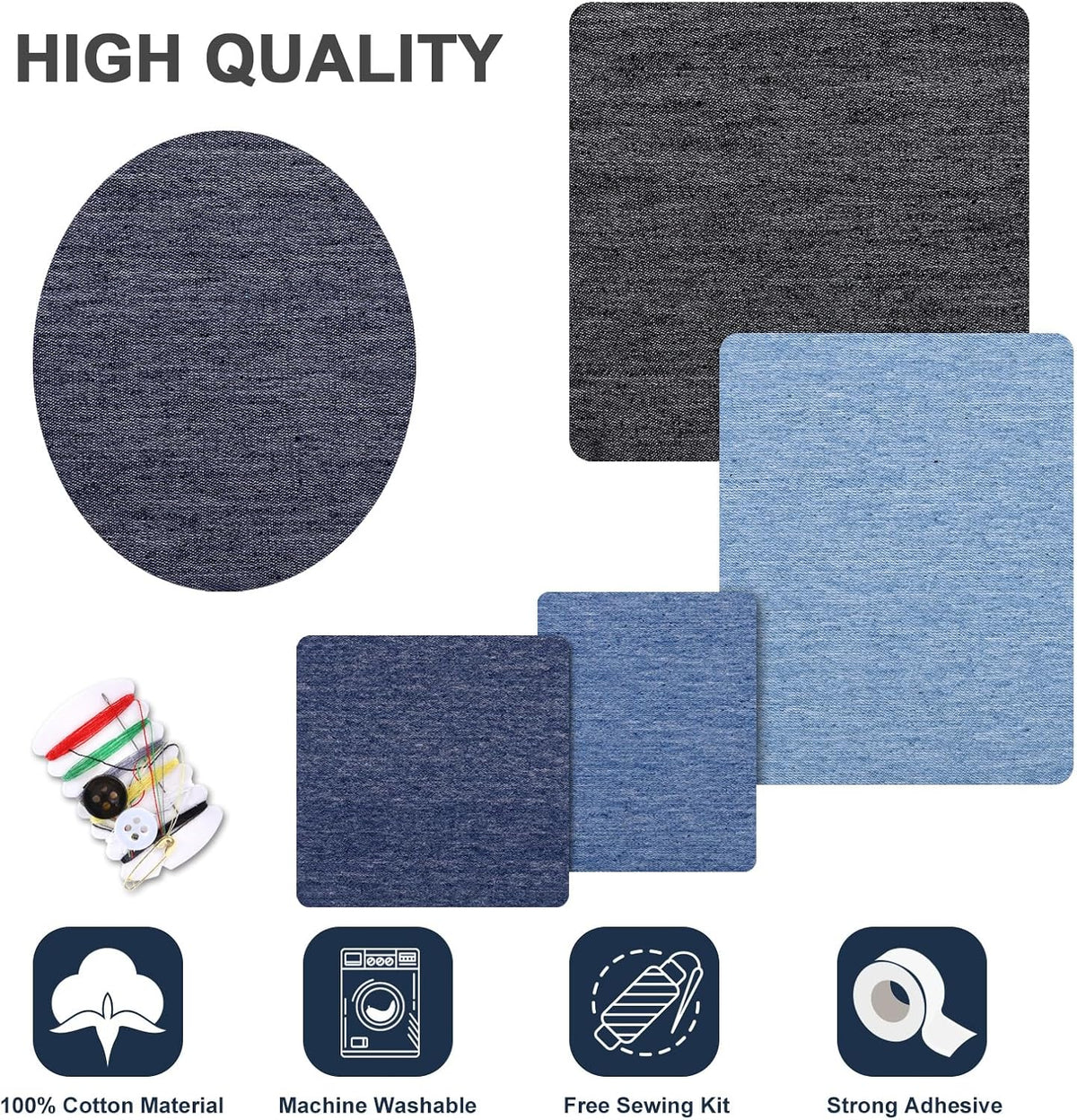 25 Pieces Denim Iron-on Patches Repair Kits for Clothes Jeans