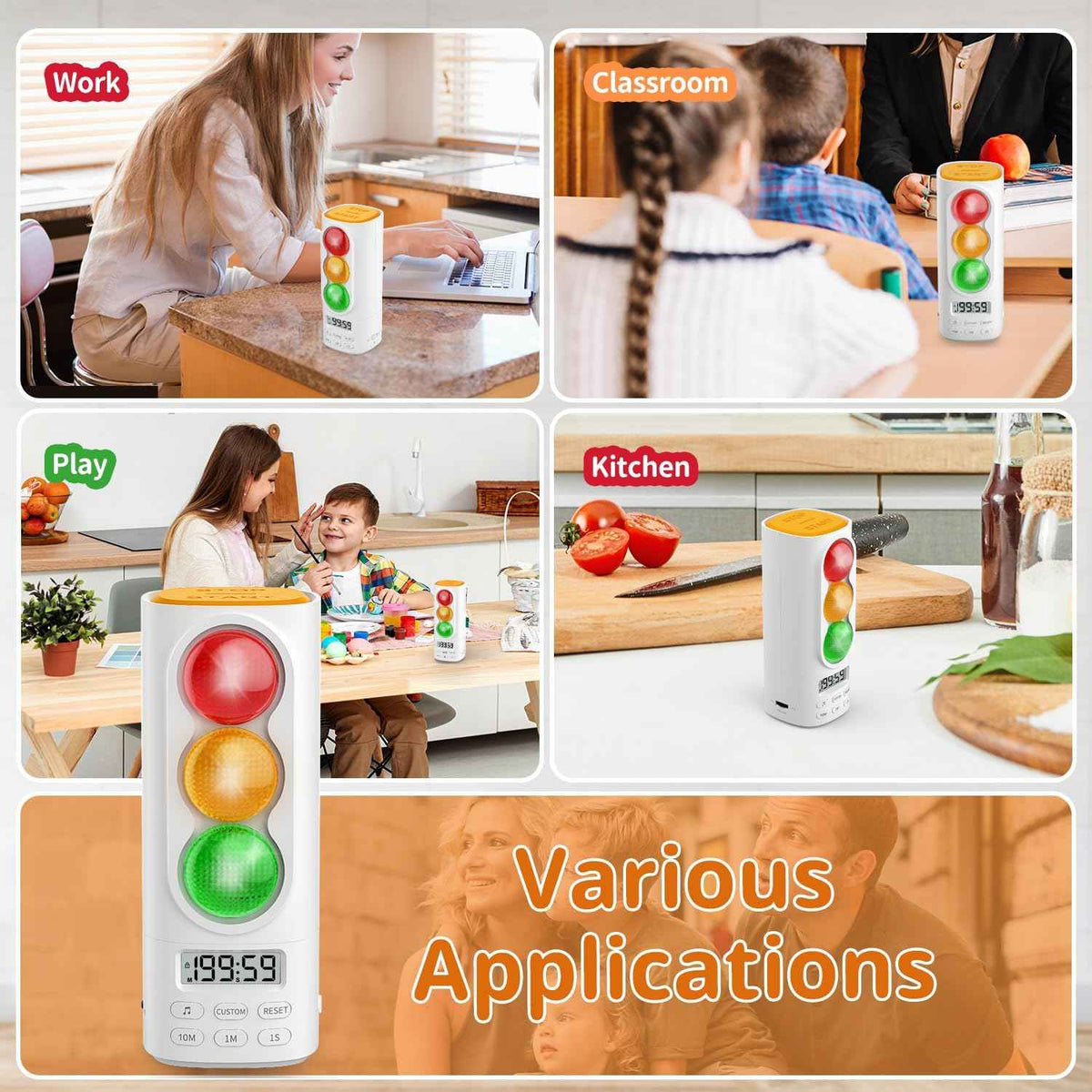 Traffic Light Visual Audio Digital Timer for Kids Classroom