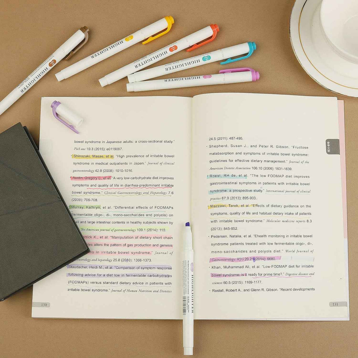 MAIKE Surligneurs pastel doux 5 marqueurs de couleurs chaudes