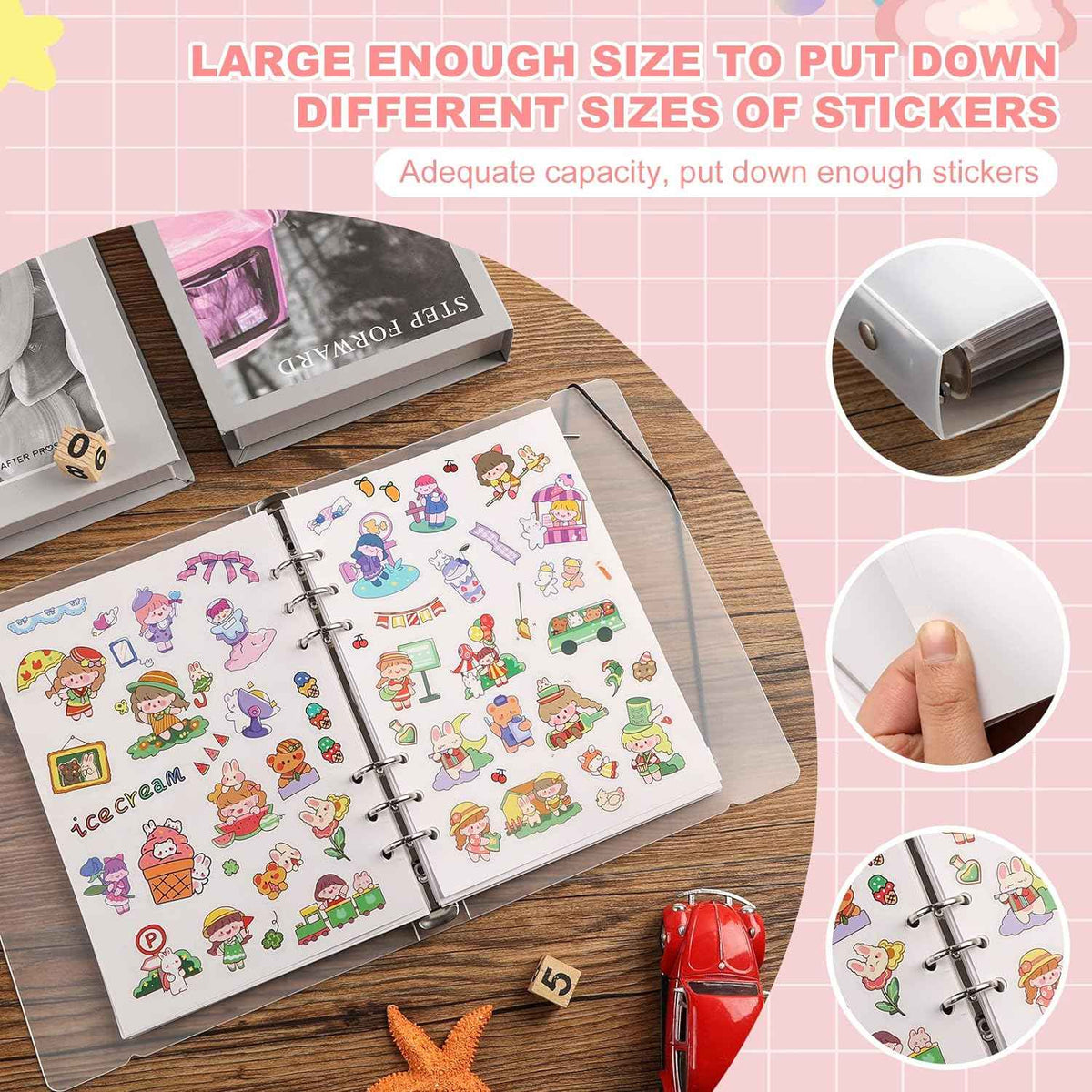 Reusable Sticker Book 60 Sheets Sticker Collecting Album Plus Size A5
