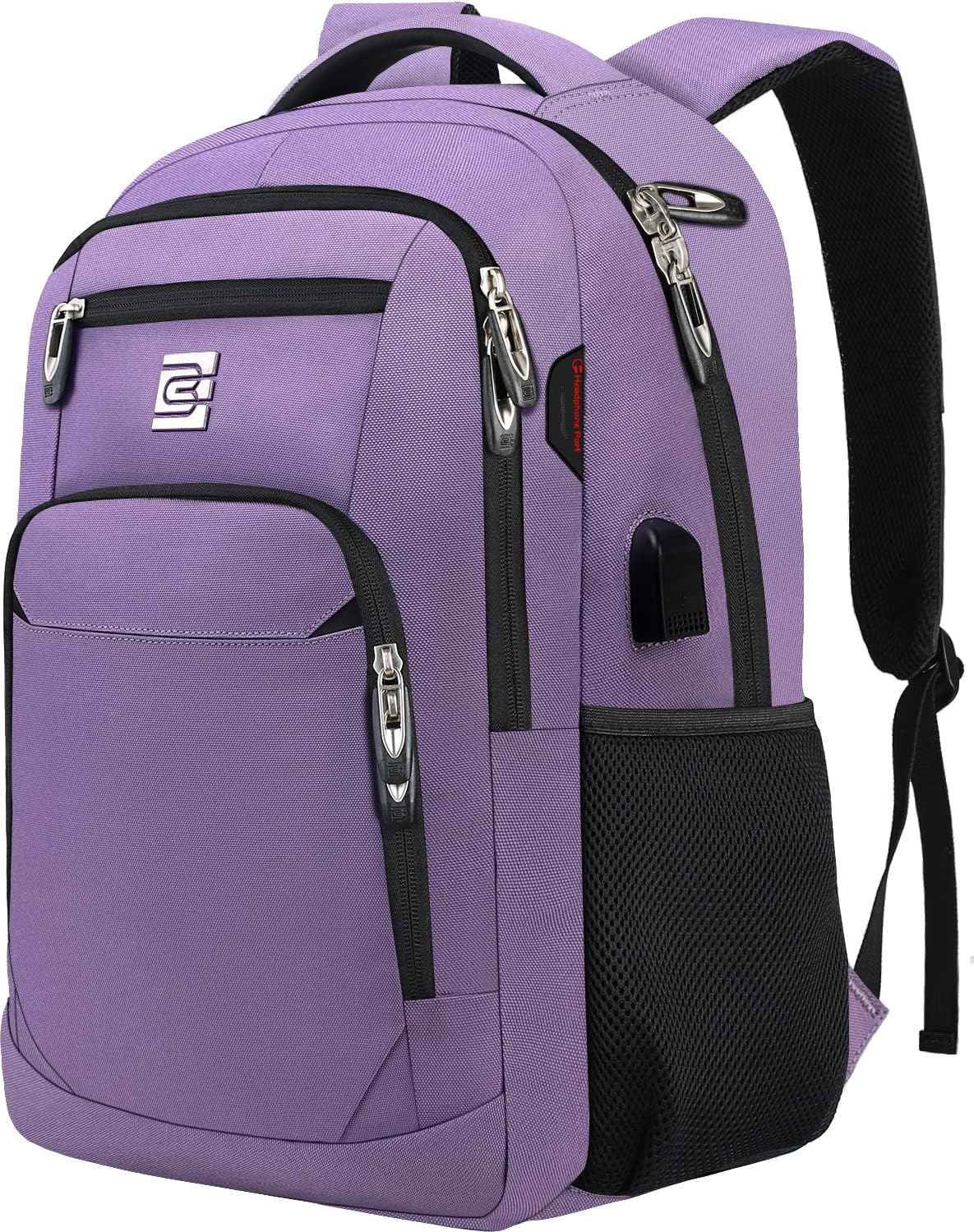 Laptop Backpack with USB Charging Port Fit 15.6 inch Notebook Purple