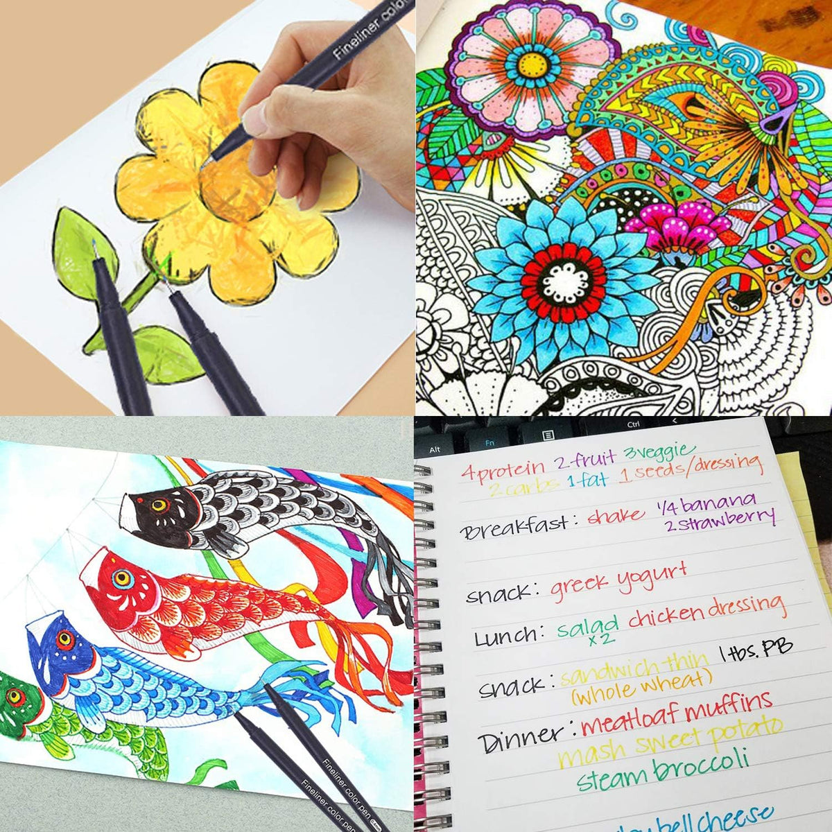 100 Colors Fineliner Fine Point Pens 0.4mm Drawing Markers