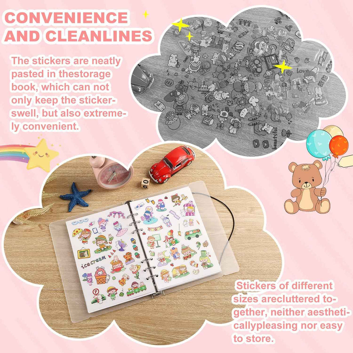 Reusable Sticker Book 60 Sheets Sticker Collecting Album Plus Size A5