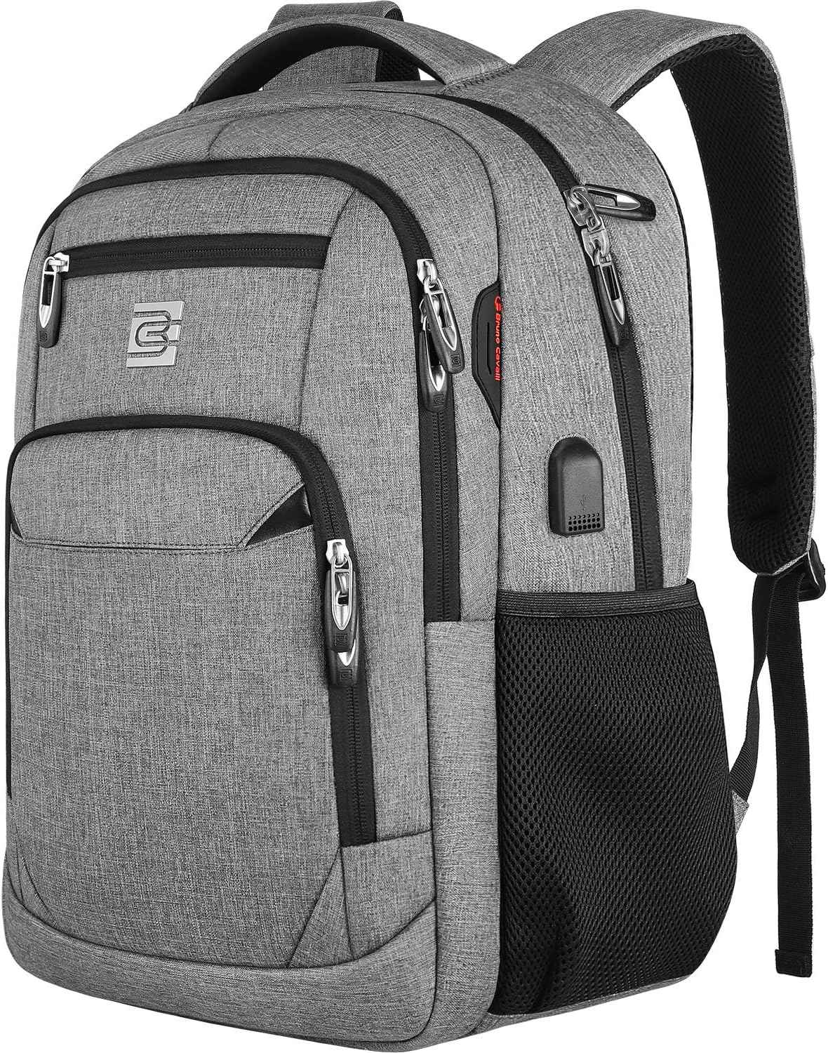Laptop Backpack with USB Charging Port Fit 15.6 inch Notebook Grey
