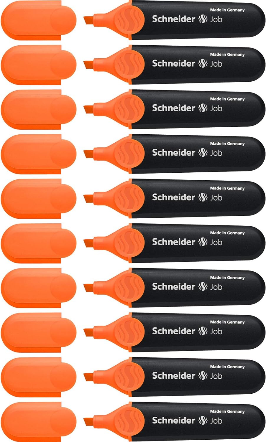 Resaltador Schneider Job, punta de cincel, tinta naranja, paquete de 10