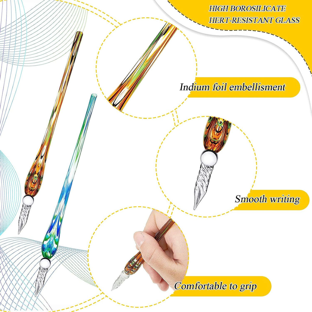 6pcs Glass Pen Calligraphy Dip Pens