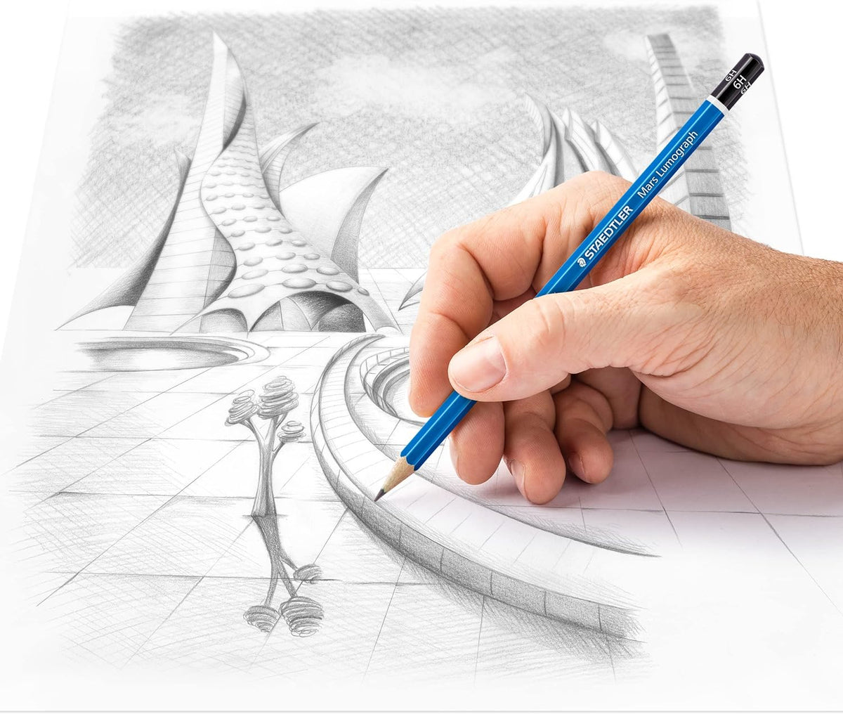 Staedtler 100 Mars Lumograph 6H Grafiet Art-tekenpotlood, 12 stuks