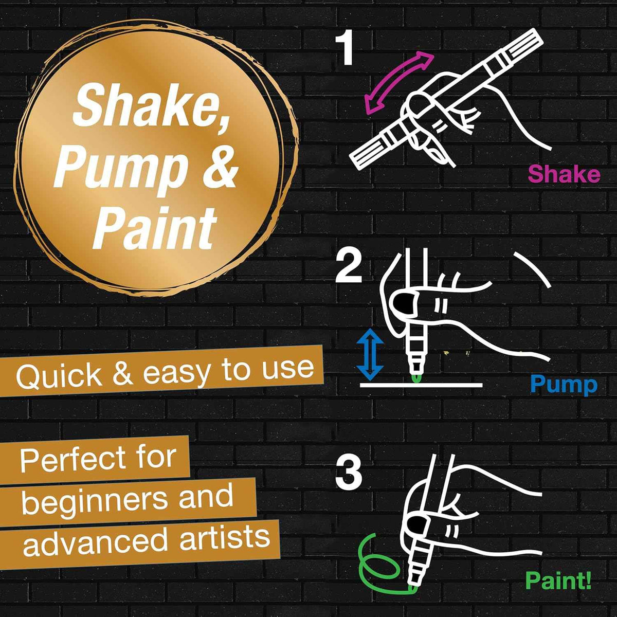 Faber-Castell Shake & Paint Acrylic Paint Markers 6 Color Metallic