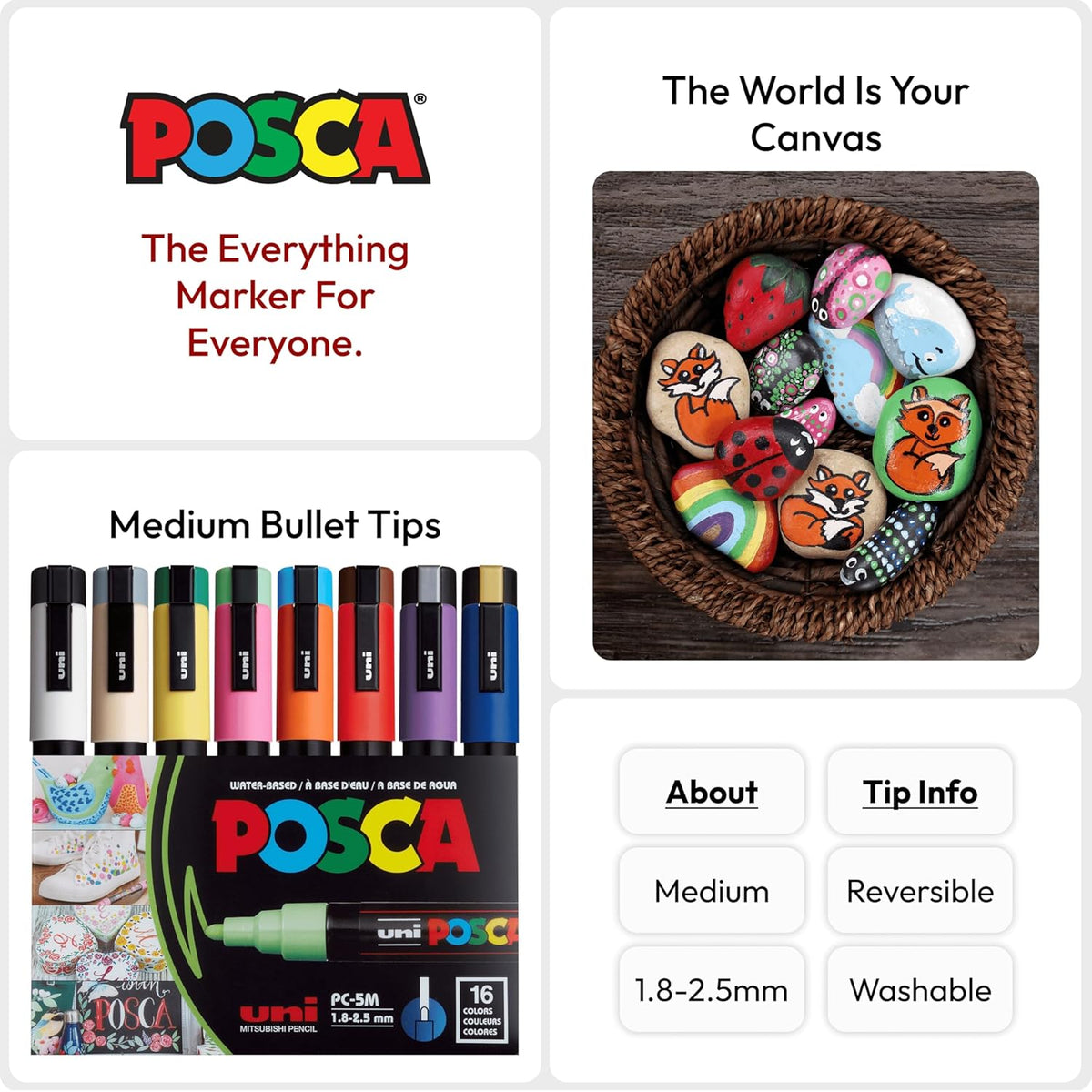 Uni Posca Paint Marker PC-5M - Medium Point - 16 Color Set