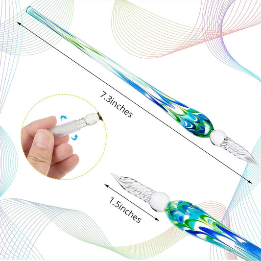 6 stuks glazen pen kalligrafie kroontjespennen