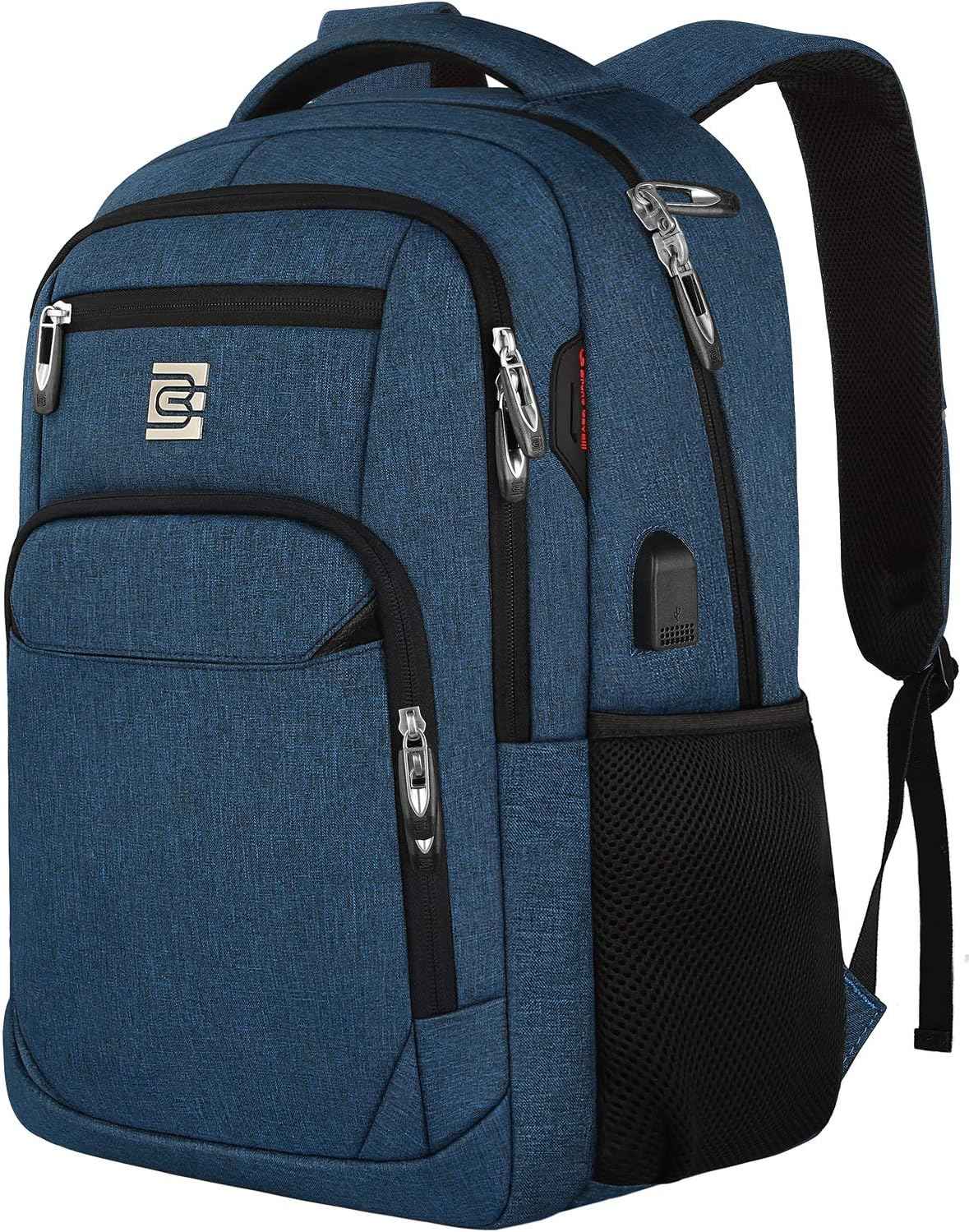Laptop Backpack with USB Charging Port Fit 15.6 inch Notebook Blue
