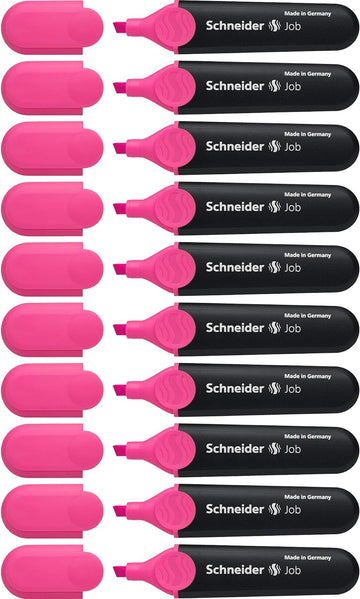 Resaltador Schneider Job, punta de cincel, tinta rosa, paquete de 10