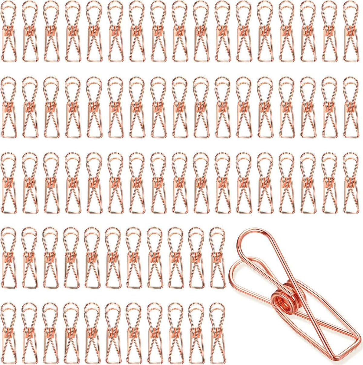 100Pcs Paper Clips Metal Wire Hollow Out Clips Rose Gold