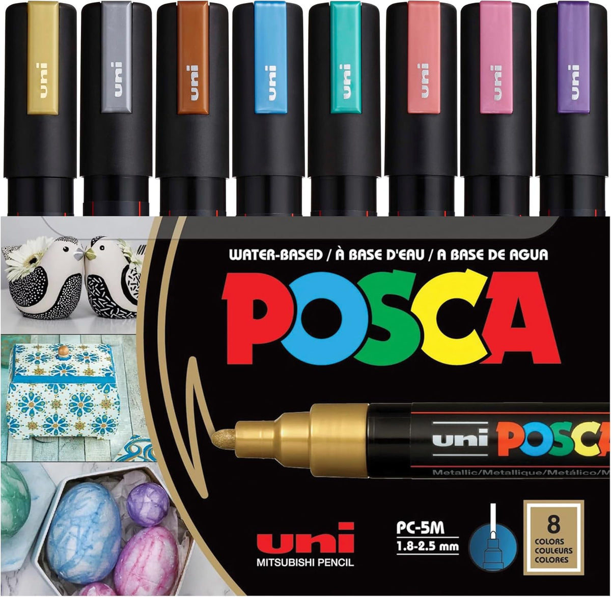 Uni Posca Paint Marker PC-5M - Medium Point - 8 Metallic Colors