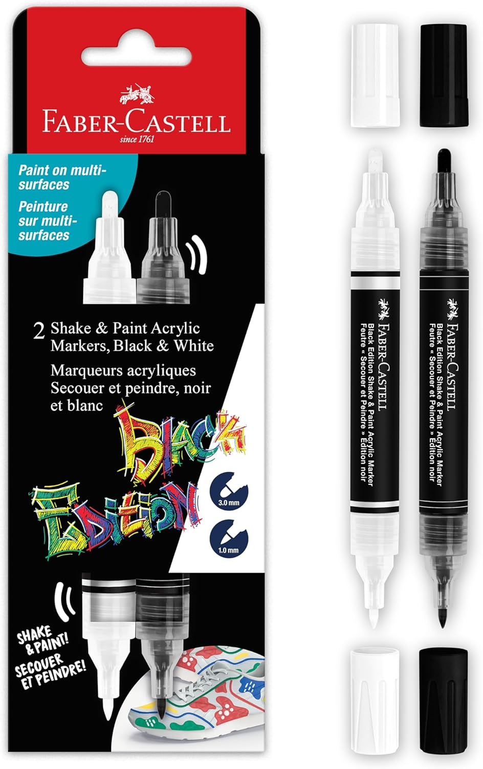 Faber-Castell Shake & Paint Acrylic Paint Markers Black & White