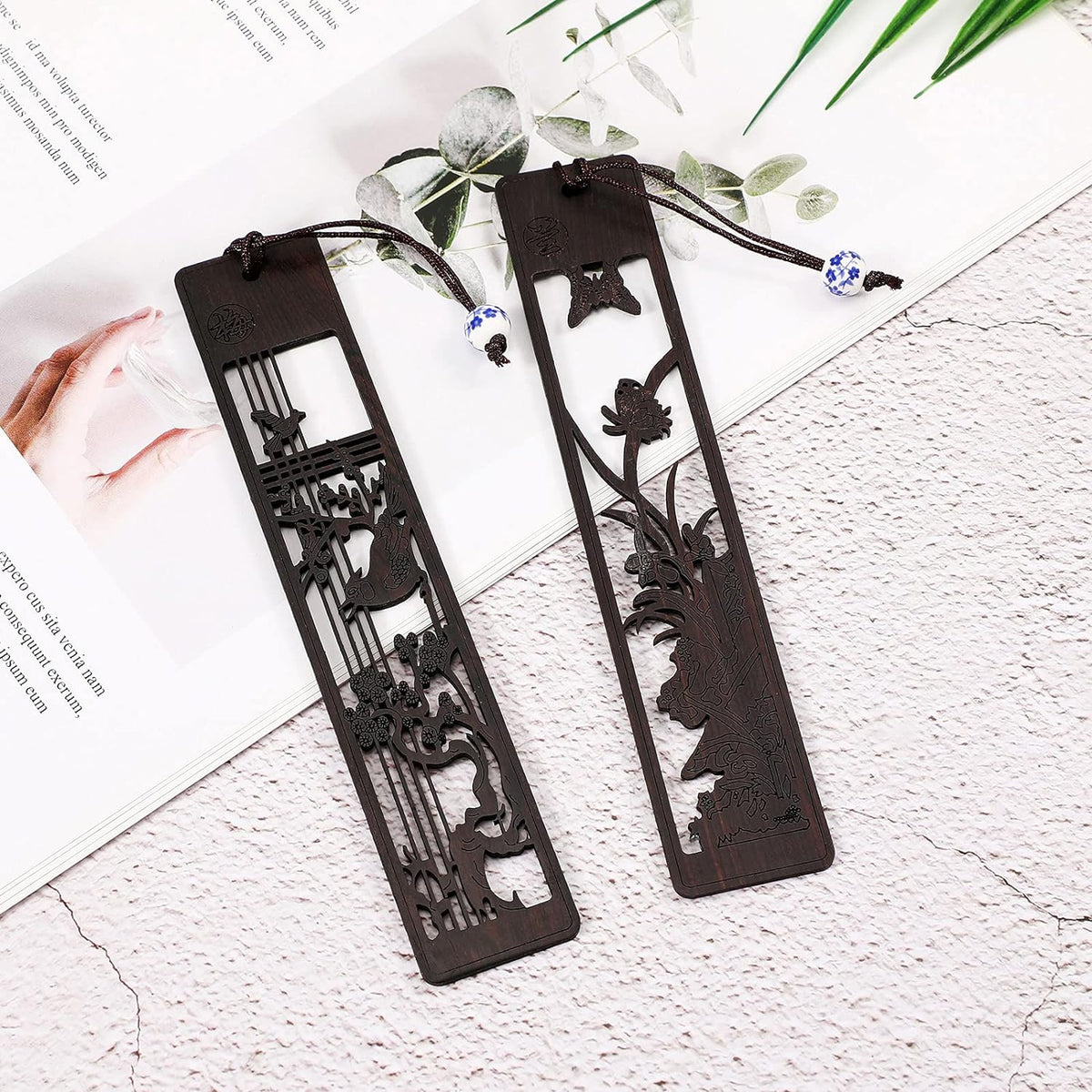 Wood Bookmark Gift Box Hollow Style 4 Pack