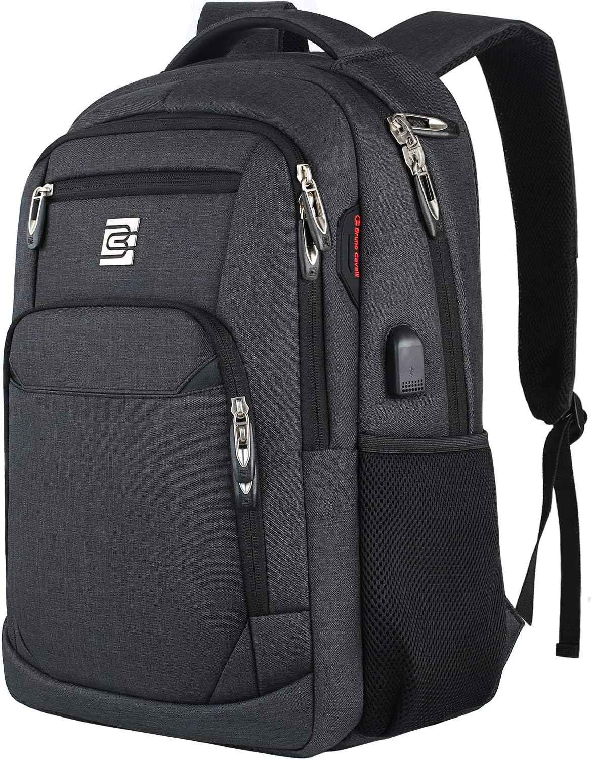 Laptop Backpack with USB Charging Port Fit 15.6 inch Notebook Black