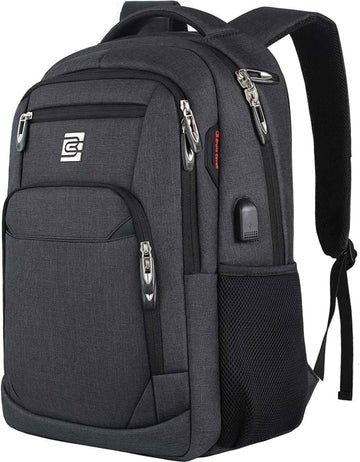 Laptop Backpack with USB Charging Port Fit 15.6 inch Notebook Black