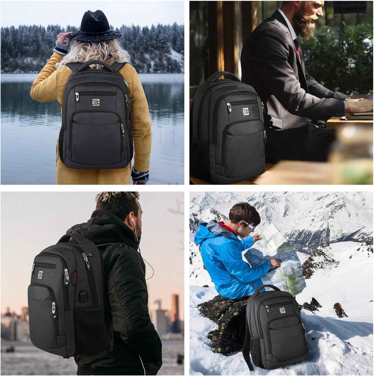 Laptop Backpack with USB Charging Port Fit 15.6 inch Notebook