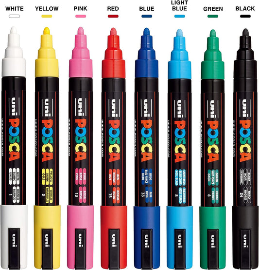 UNI POSCA PC-5M Posca Acrylfarben-Marker, 8 Farben