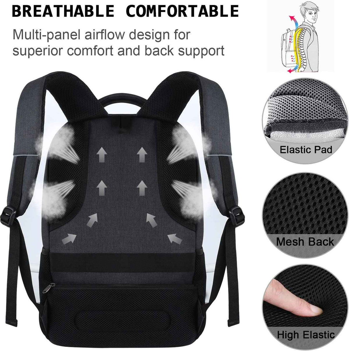Laptop Backpack with USB Charging Port Fit 15.6 inch Notebook