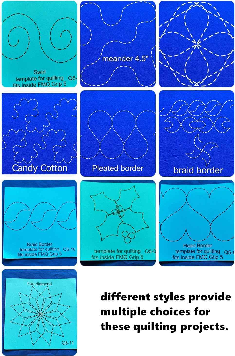 13 Pieces Free Motion Quilting Template with Quilting Frame
