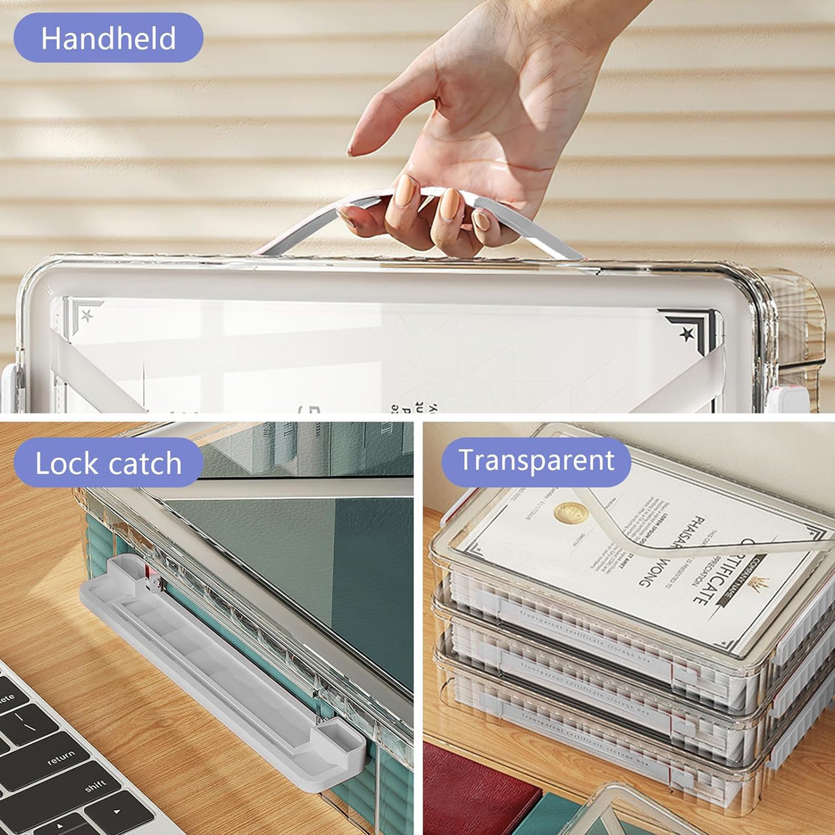 Kunststoff-Aufbewahrungskoffer für A4-Aktenprojekte mit Griff
