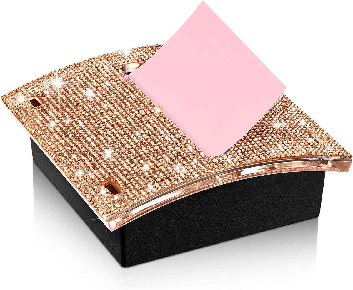Rhinestone Self Stick Notepad Holders 4x4 Inches Memo Note Dispenser Rose Gold