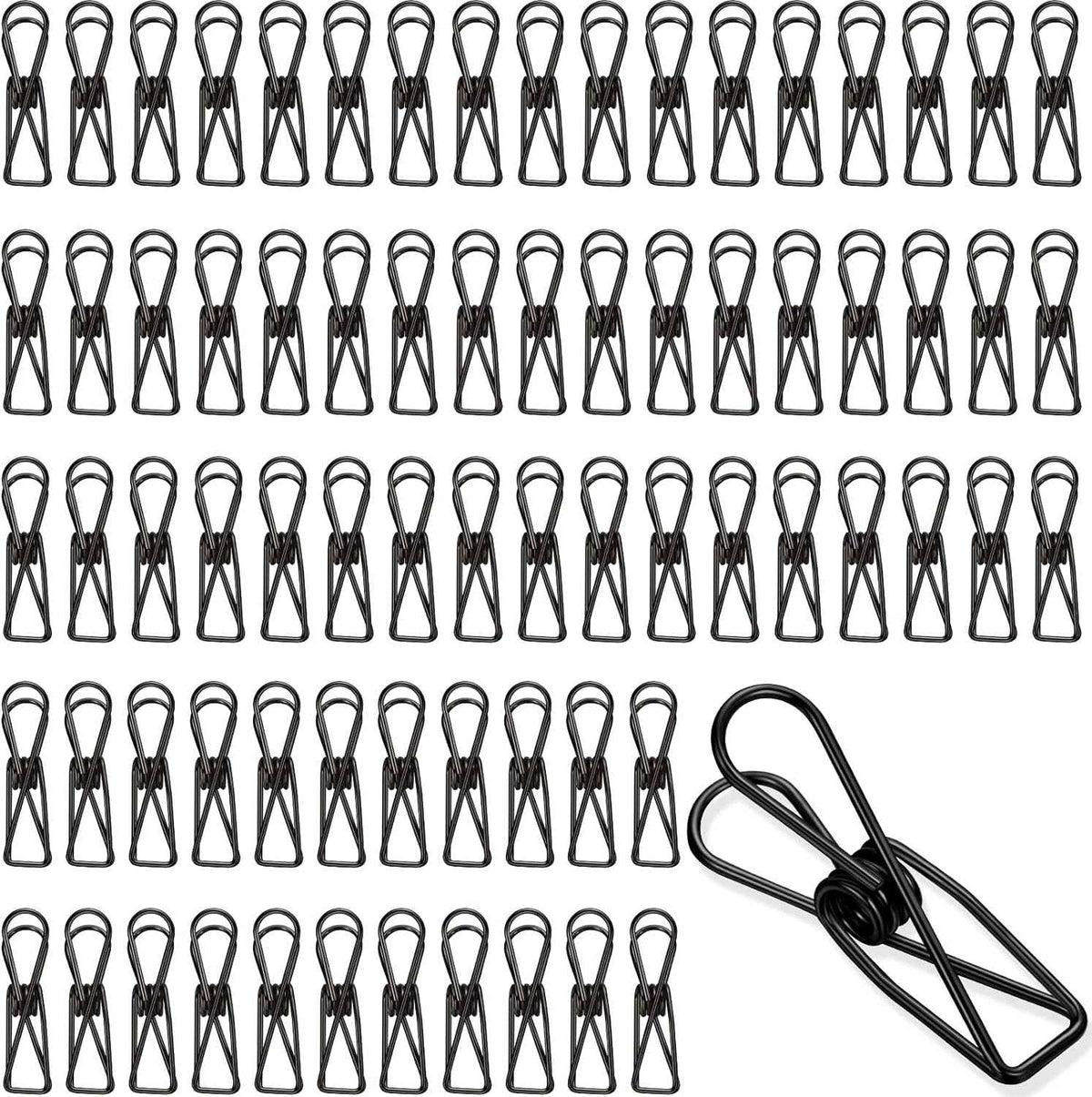 100Pcs Paper Clips Metal Wire Hollow Out Clips Black