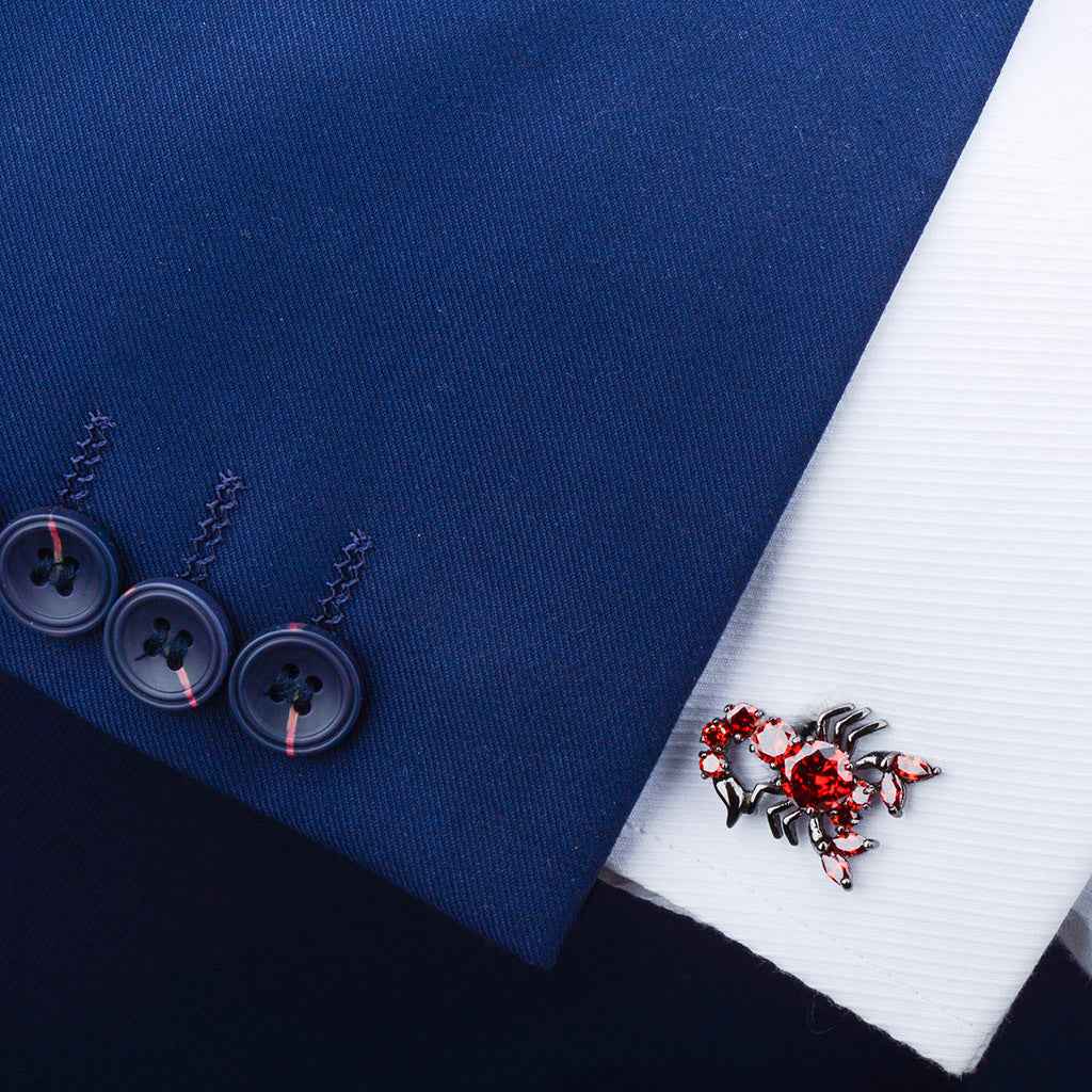 Unique Red Zircon Scorpion Cufflinks for Men