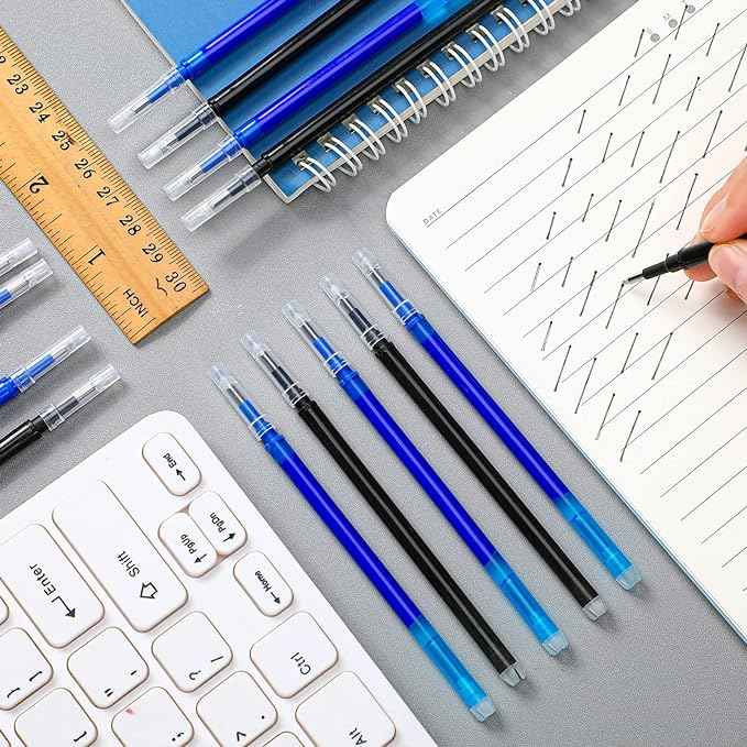 24 stykker Erasable Gel Ink Pen Refills Point 0,7 mm (svart, blå)