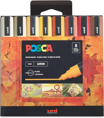 Uni Posca Paint Marker PC-5M - Medium Point - 8 Color Warm Tone