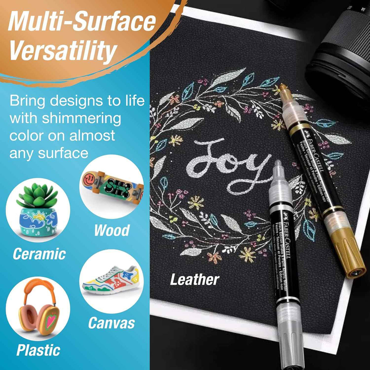 Faber-Castell Shake & Paint Acrylic Paint Markers 6 Color Metallic