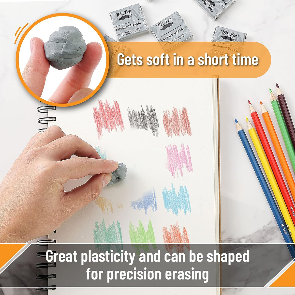 Design Eraser,Kneaded Rubber Eraser, Grey (18 Pack)