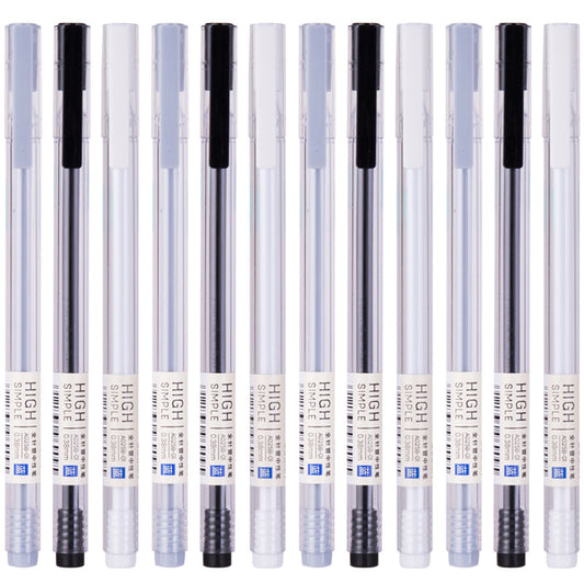 DELI Bolígrafo de tinta de gel High Simple, negro, extrafino de 0,38 mm, paquete de 12