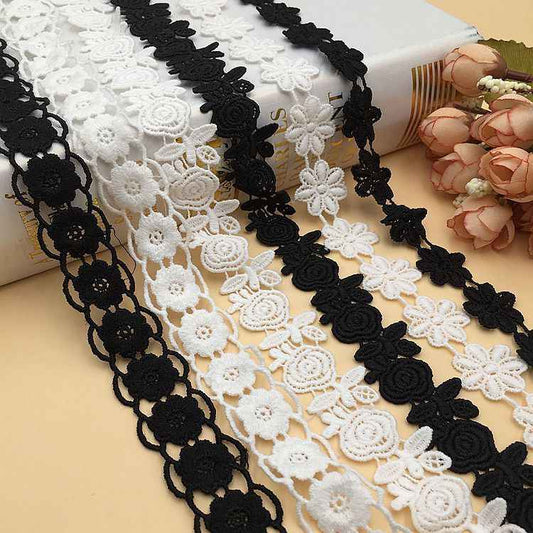 1.5-2.5cm Milk Silk Embroidered Lace Trim for Women’s Fashion 10 Yards